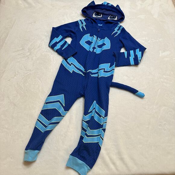 Blue PJ Masks One Piece Pajamas sz 3T Hooded PJ Masks Pajamas - Picture 3 of 11